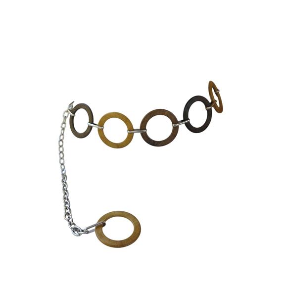Vintage Wooden Circle Link Belt | Boho 70s Adjustable Chain Belt - Picture 5 of 6